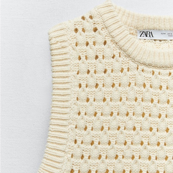 Zara Ecru Openwork Knit Dress - Picture 10 of 10